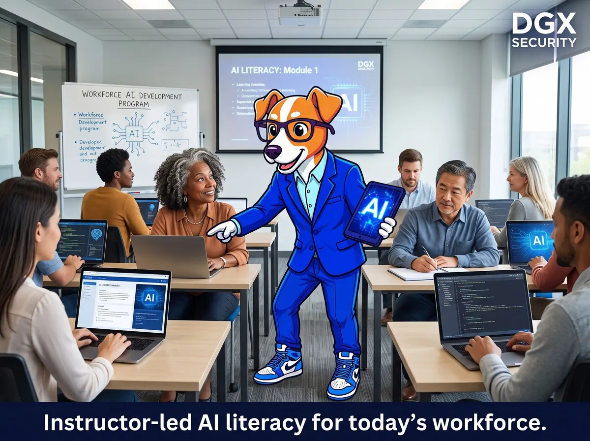 Adults learning AI skills together